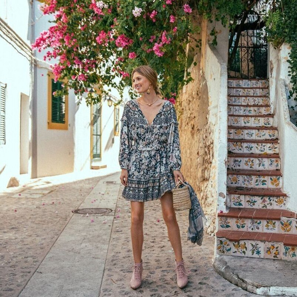 Spell and The Gypsy Sz XS Amethyst Playdress Floral Long Sleeve in Nightfall - Picture 3 of 14